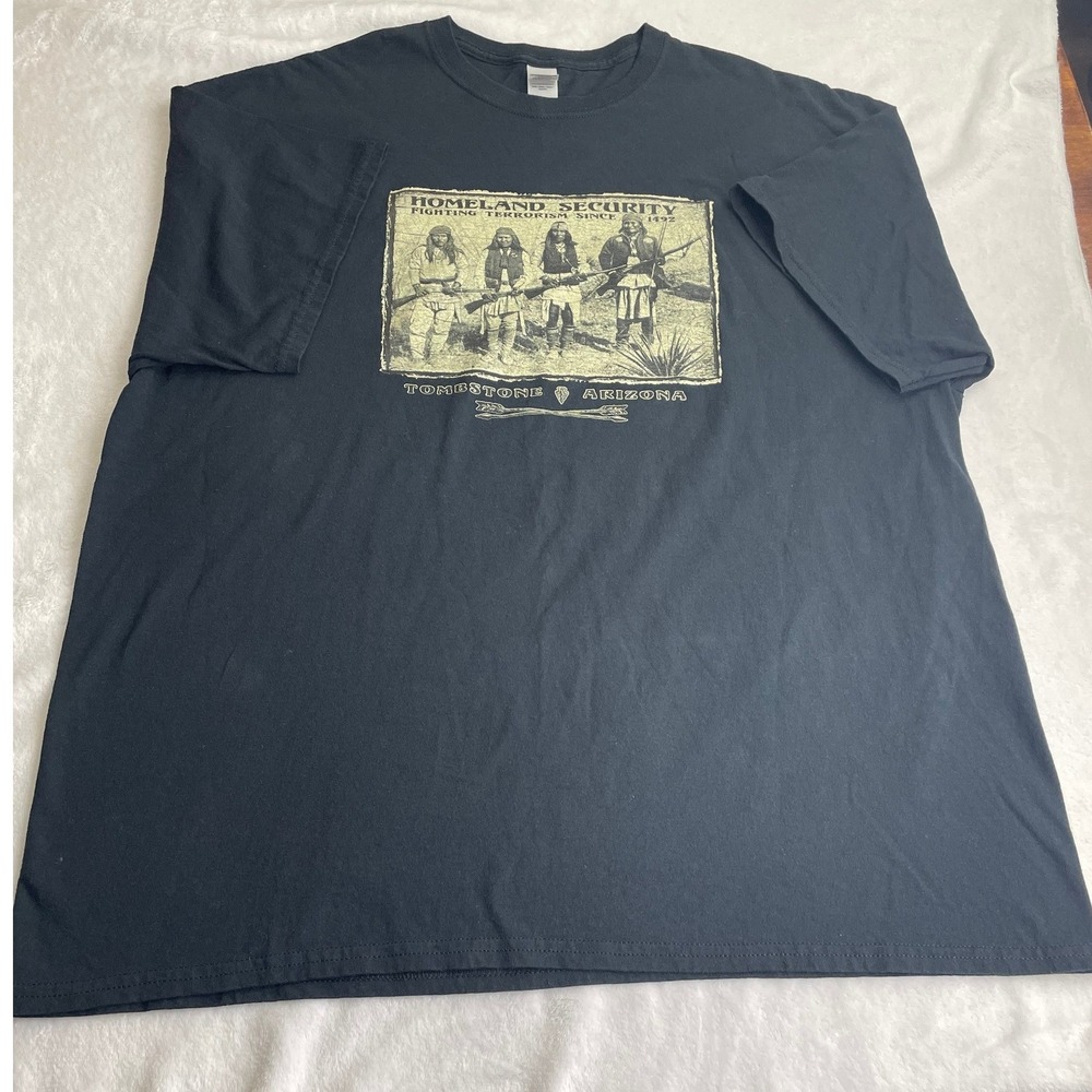 Gildan Homeland Security Fighting Terrorism Since 1492 Tombstone AZ Shirt 2XL